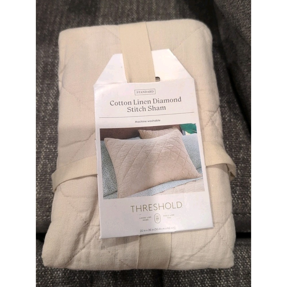 Standard Double Cloth Quilt Sham Cream - Threshold